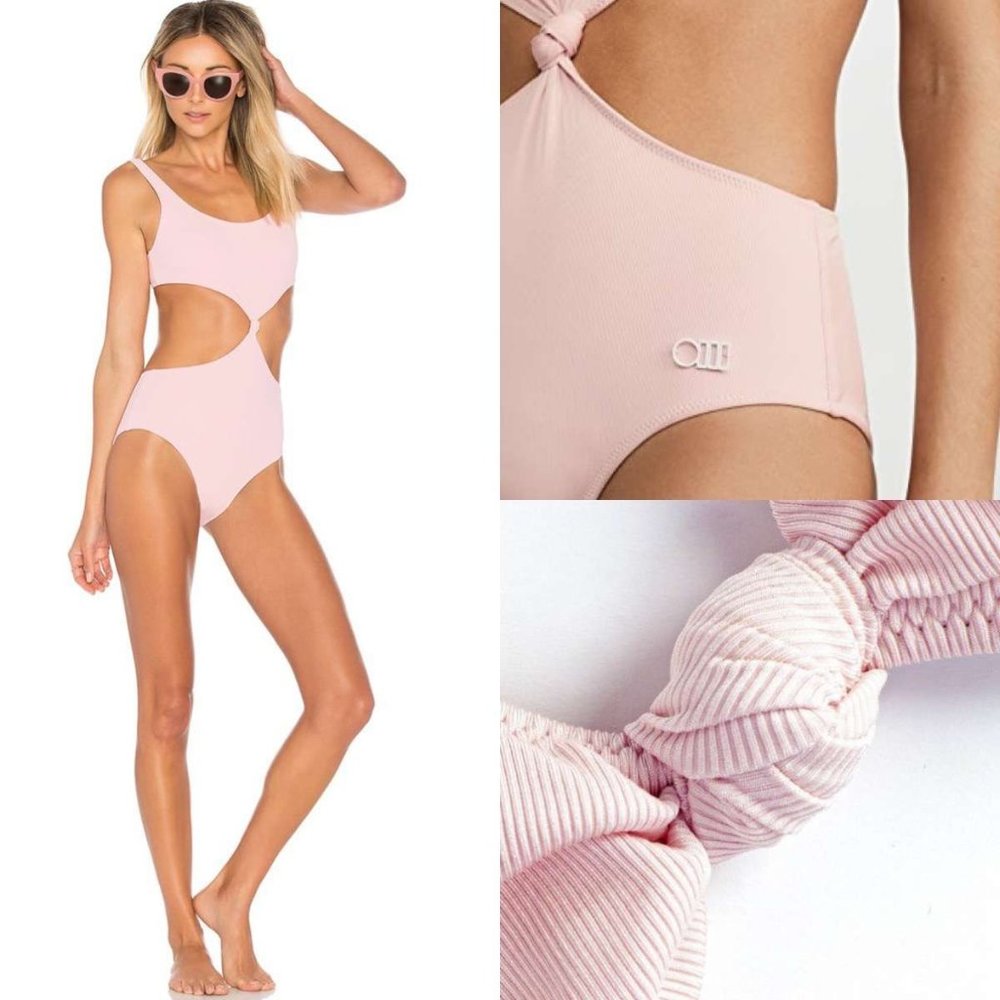 SOLID & STRIPED RIBBED LIKE A VIRGIN CUT OUT ONE PIECE BATHING SUIT SWIMWEAR NWT